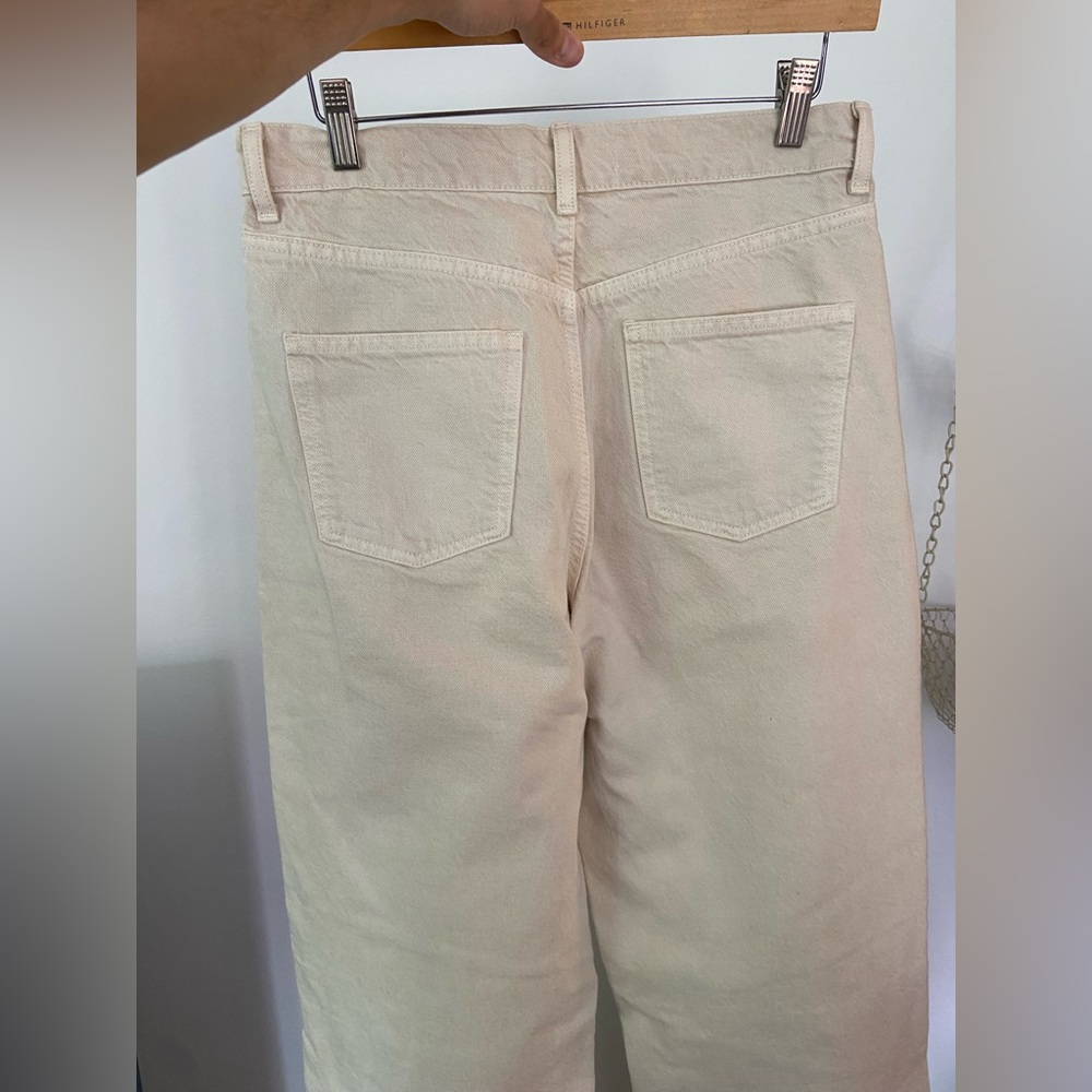 Zara The 90’S Full Length Cream Cut Off Bottom Woman’s Size 8 - Picture 4 of 7